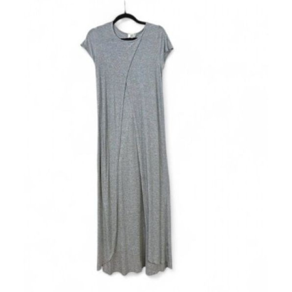RARE NYTT Kyree Gray Split Front Duster Maxi Top Size 2 Ribbed Artsy Festival